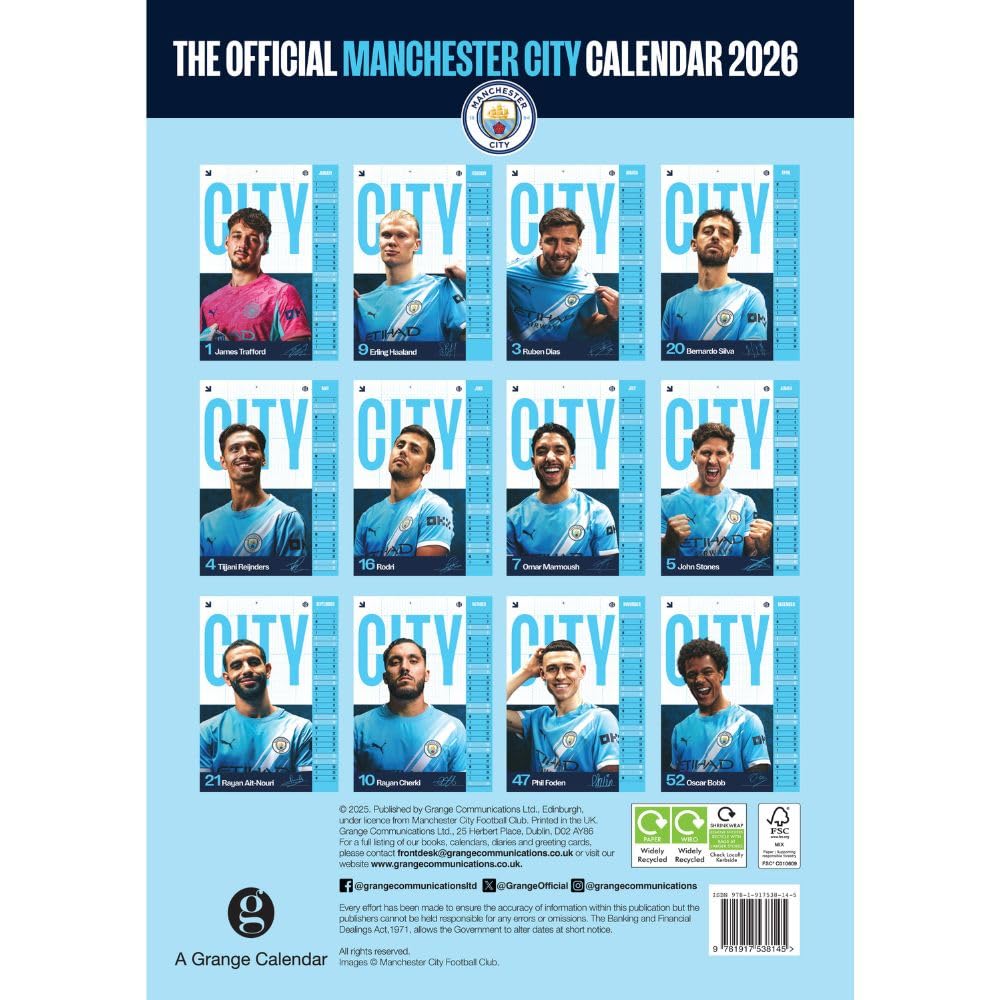 Manchester City FC A3 Seinäkalenteri 2026