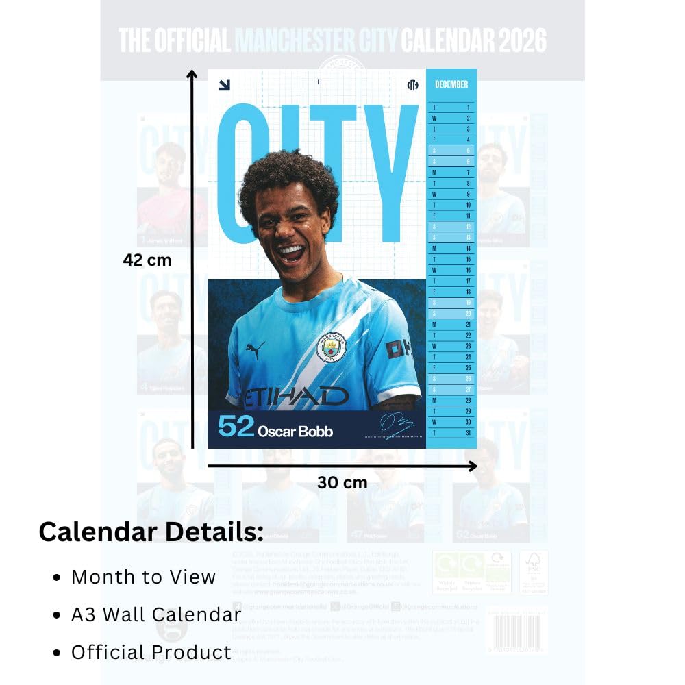 Manchester City FC A3 Seinäkalenteri 2026