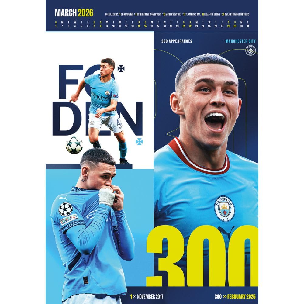 Manchester City FC Deluxe Seinäkalenteri 2026